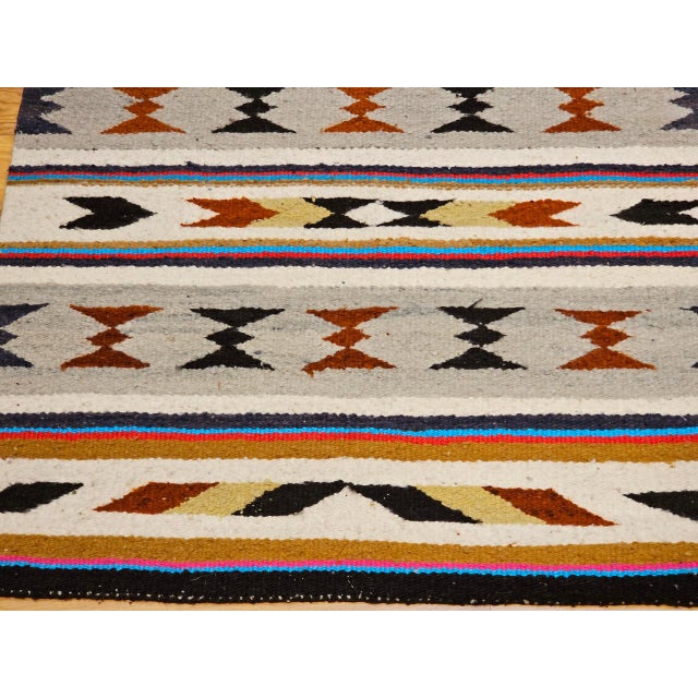 Beige Vintage Navajo Saddle Blanket, Band Pattern, Native American Wall Art, 3x3 For Sale - Image 8 of 11