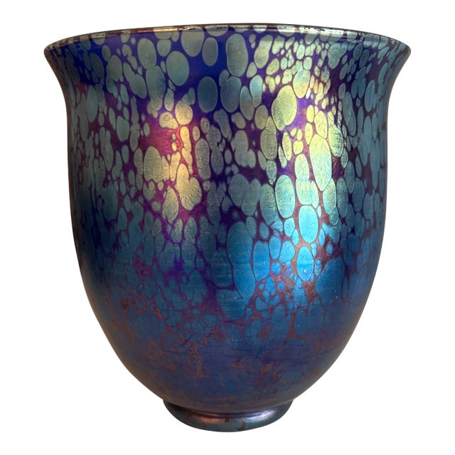 1900s Loetz Indigo Cobalt Bohemian Art Glass For Sale