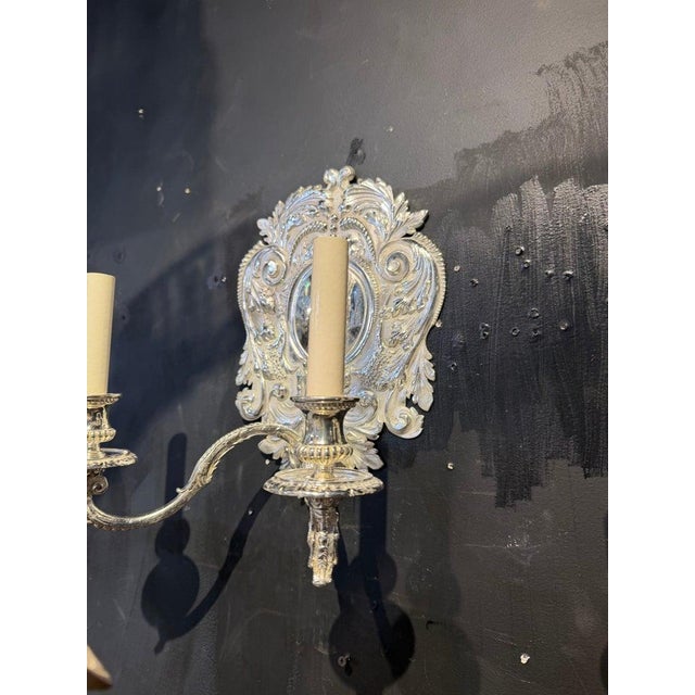 Baroque 1900 Baroque Caldwell Silver Plated Sconces - Pair For Sale - Image 3 of 8