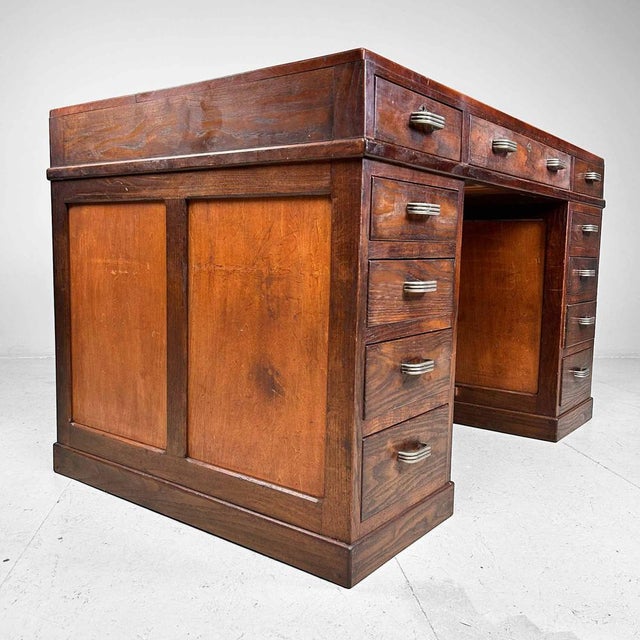 Japanese Wooden Desk, 1930s For Sale - Image 11 of 18