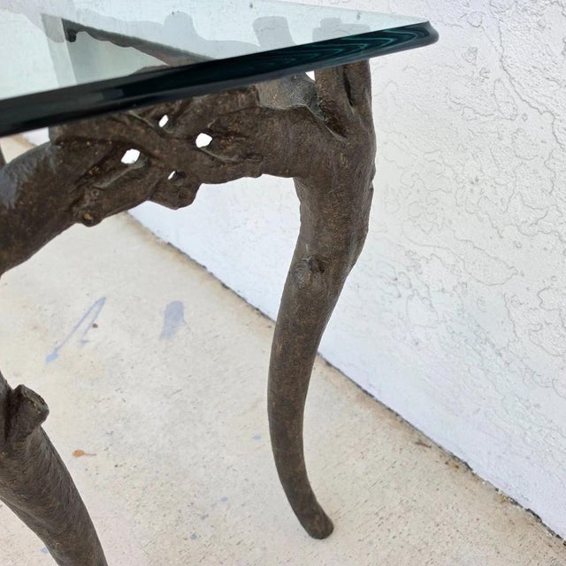 Late 20th Century Patinated Bronze Faux Bois Branch Console Table Attributed to Carl Gillberg For Sale - Image 5 of 12