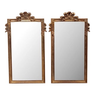 Pair of Beveled Gilt Tassel Mirrors For Sale