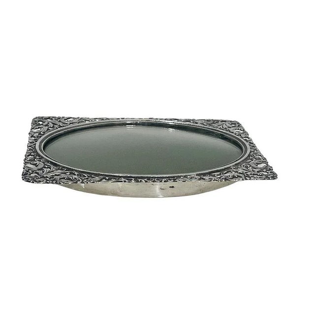 Dutch rectangular picture frame with an oval convex glass (small chip) The silver is Dutch silver and has the hall mark...