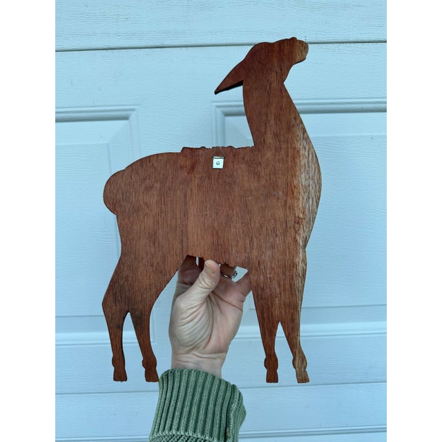 Carved Wood Llama Sculptural Wall Hanging For Sale - Image 4 of 4