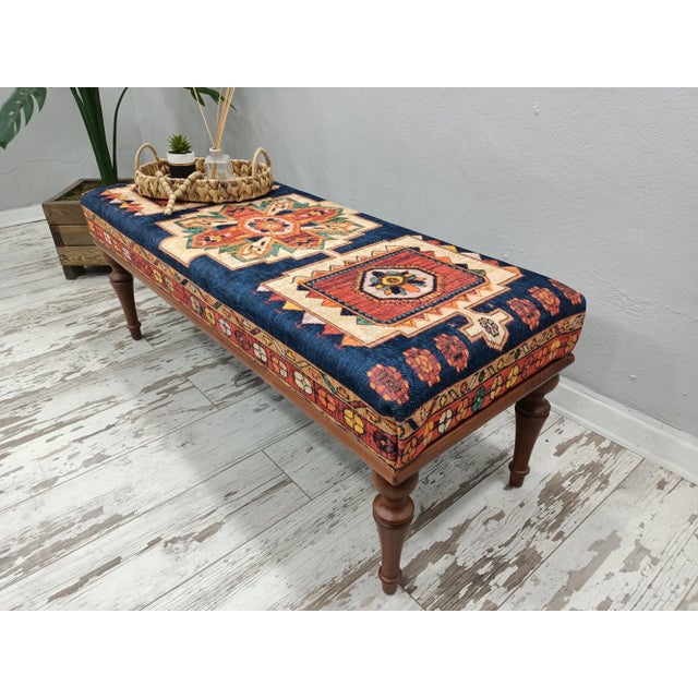 Blue Rug Upholstered Ottoman Bench Chairish