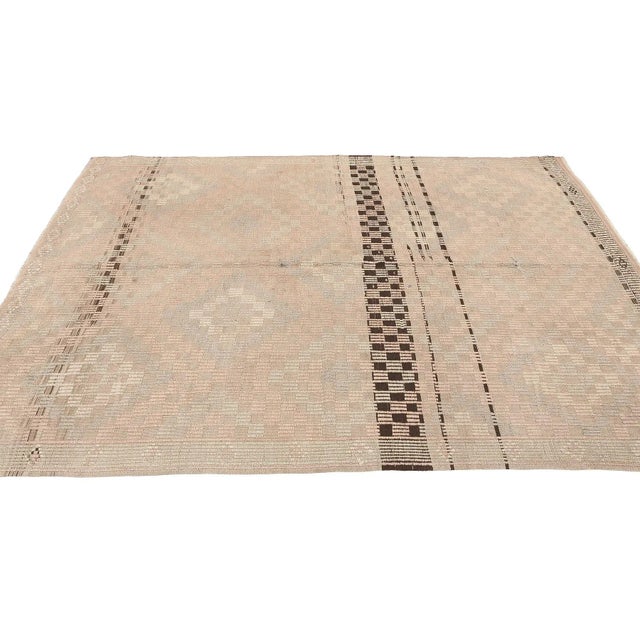 Mid 20th Century Vintage Washed Out Embroidered Rug For Sale - Image 4 of 7