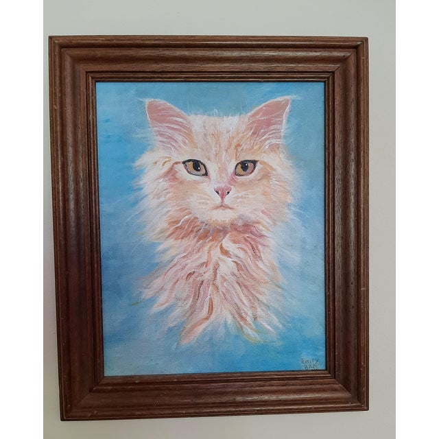 2000 - 2009 Judgy Kitty Cat Portrait Painting Signed For Sale - Image 5 of 9