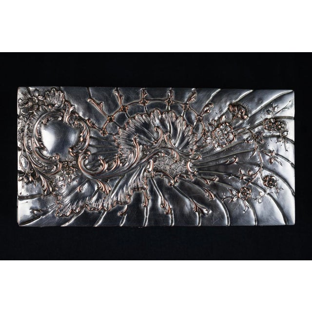 Rectangular Box in Repoussé Silver-Plated Metal by Victor Saglier, 1860 For Sale - Image 6 of 13