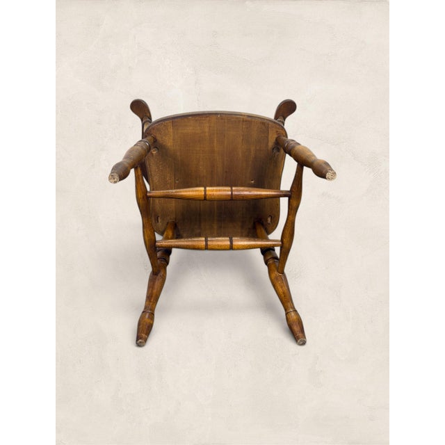 Wood Antique English Windsor Style Country Armchair For Sale - Image 7 of 11