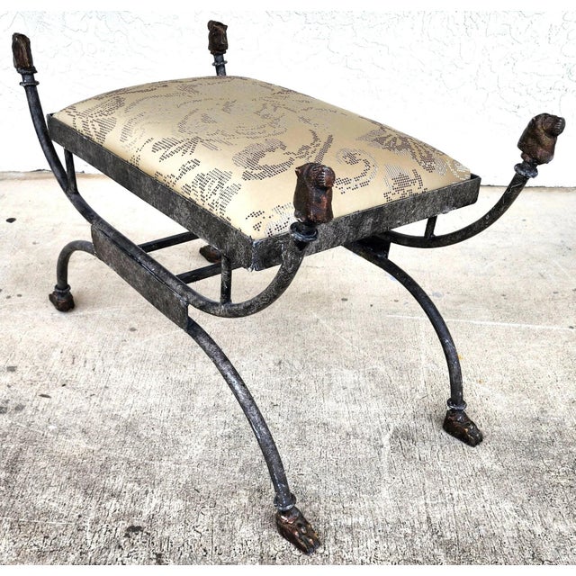 Curule Bench Footstool With Lion Motif For Sale - Image 10 of 16