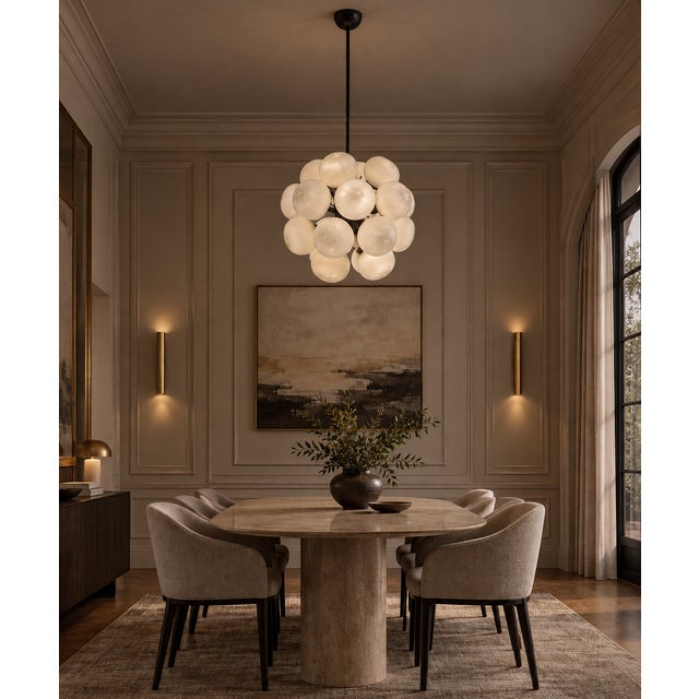 Glass 21st Century Ventiquattro Black Powder Coat Cream Pebble Murano Sputnik Chandelier by Fabio LTD For Sale - Image 7 of 7