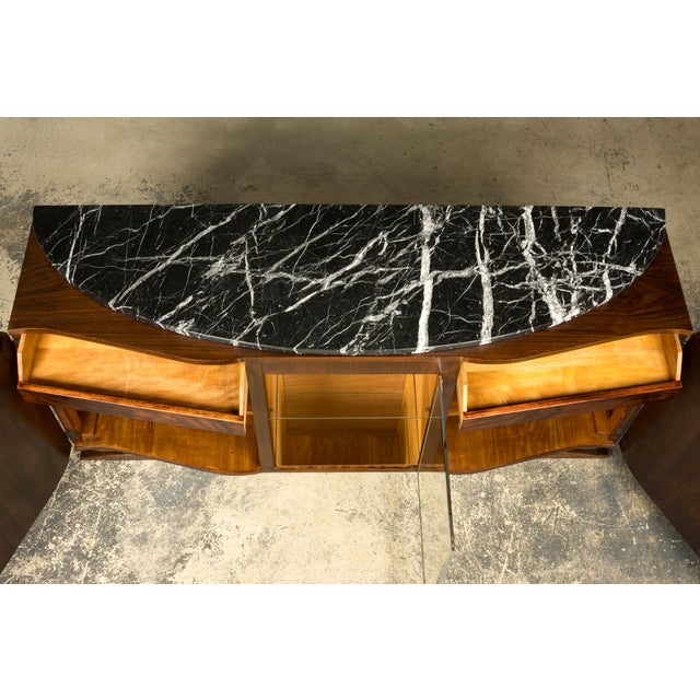 Art Deco 1930s French Art Deco Walnut Sideboard With Black Marble Top For Sale - Image 3 of 18