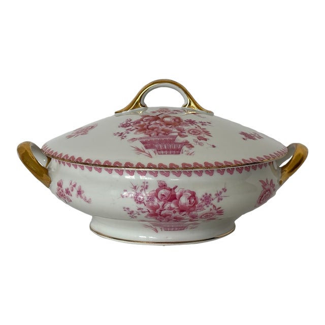 Vintage Mid-Century Modern Limoges France Superieur Royal Red Soup Tureen For Sale
