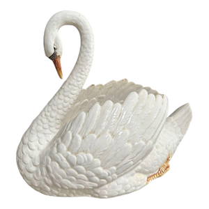 Large White Ceramic Swan Centerpiece Planter