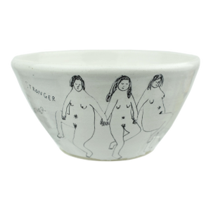 Contemporary Female Solidarity and Empowerment "Stronger Together" Hand-Painted Studio Pottery Ceramic Bowl - Signed