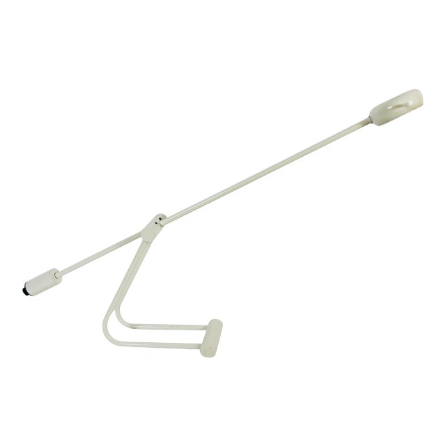 1980s Italian Adjustable White Metal Table Lamp For Sale