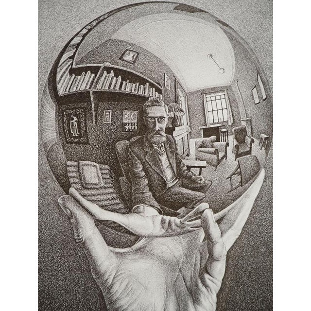 Modern MC Escher, Hand with Reflective Globe, Facsimile of the Original Engraving For Sale - Image 3 of 10