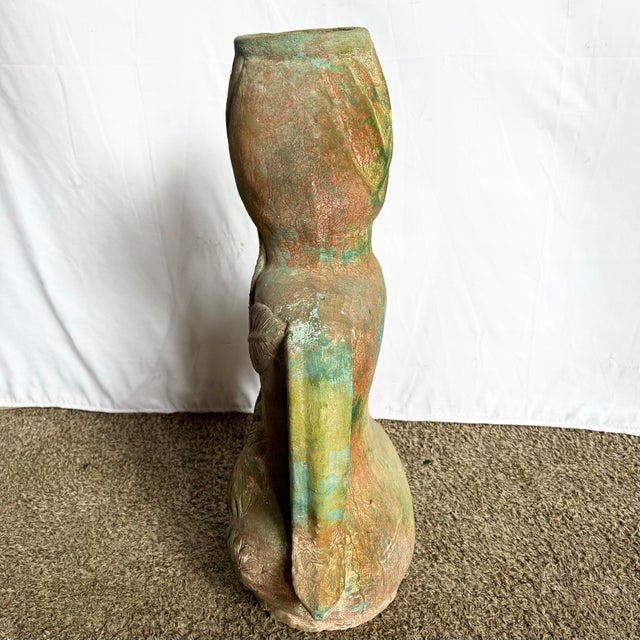 Late 20th Century Vintage Sculpted Female Form Ceramic Vase With Sunflower and Leaf Motif For Sale - Image 5 of 9