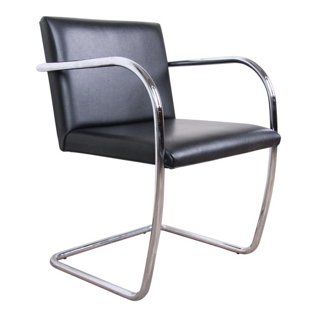 Van Der Spek Leather Black Mies Van  Der  Rohe Black  Leather  and Chrome Brno Chair 