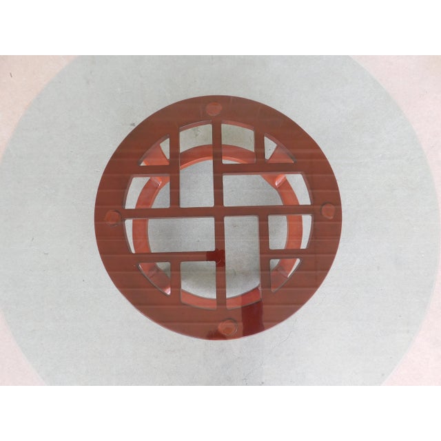 Cinnamon Henredon Pan Asian Collection Lacquered Base Glass Top Cocktail Table 40"w For Sale - Image 8 of 9