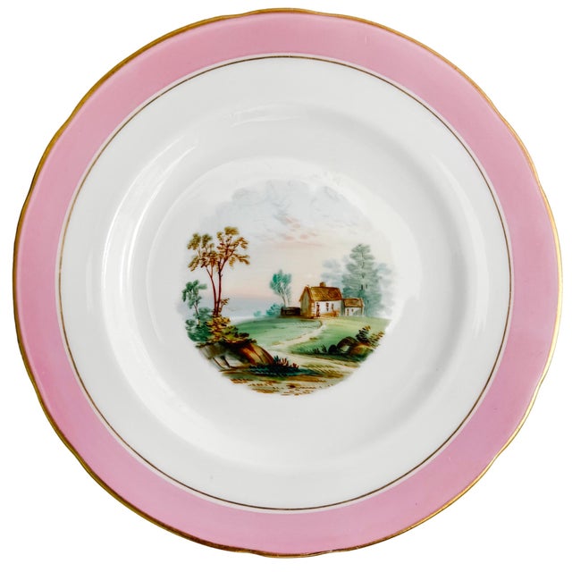 Antique English Scenic Landscape Dinner Plates - Set of 10 For Sale - Image 10 of 12