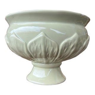 Vintage Soft Green Ceramic Planter For Sale