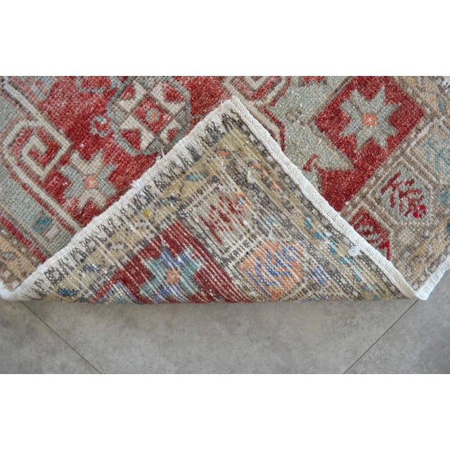 1960s Hand Knotted Door Mat, Entryway Rug, Bath Mat, Kitchen Decor, Small Rug, Turkish Rug - 1′10″ × 4′6″ For Sale - Image 5 of 6