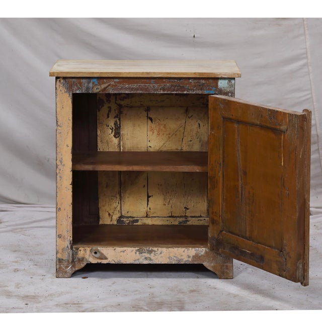 Wood Nightstand Made From Antique Indian Teakwood Architectural Elements For Sale - Image 7 of 8