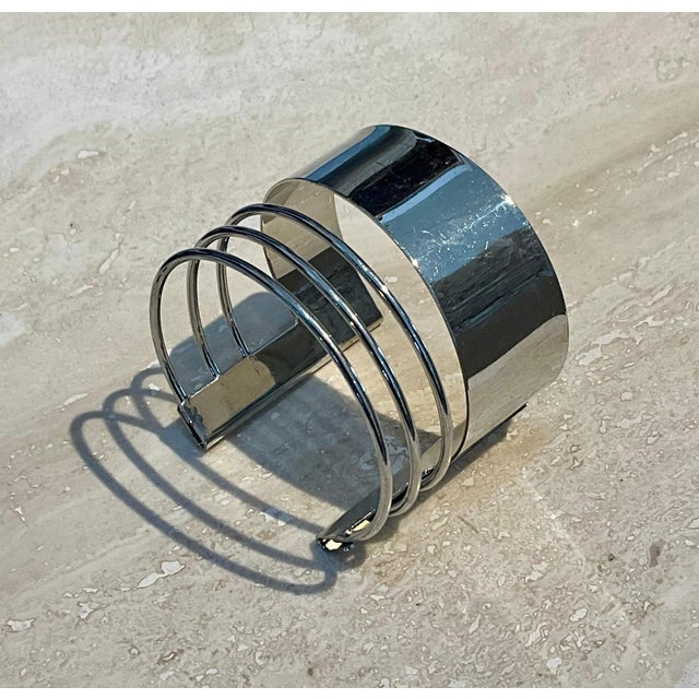 Silver Vintage Silver Minimalist Adjustable Cuff Bracelet For Sale - Image 8 of 10
