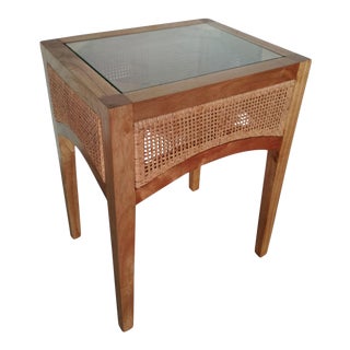 Valencia Side Table, Beige, Rattan For Sale