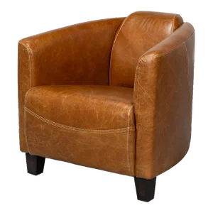 Vintage-Style Leather Club Chair