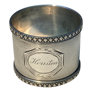 Vintage Coin Silver Engine Turned Napkin Ring, Early 1900s