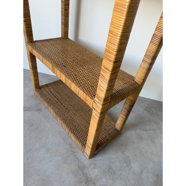 Vintage Coastal Boho Rattan-Wrapped Five-Tier Étagère For Sale - Image 13 of 14