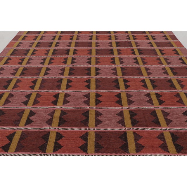 Rug & Kilim Rug & Kilim’s Scandinavian- Inspired Rug, Red and Pink With Geometric Patterns For Sale - Image 4 of 9