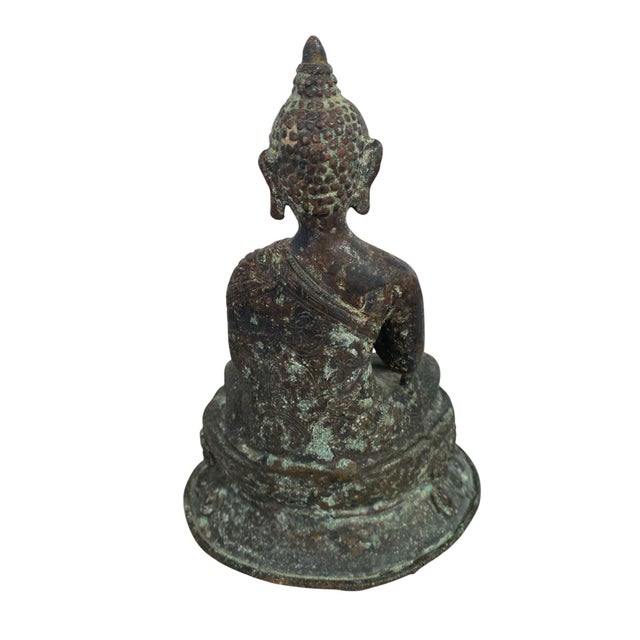 1940s Old Asian Bronze Buddha 6" H For Sale - Image 5 of 6