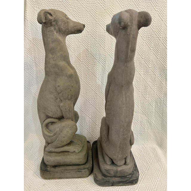 Late 20th Century Late 20th Century Faux Concrete Outdoor Greyhound or Whippet Sculptures - A Pair For Sale - Image 5 of 9