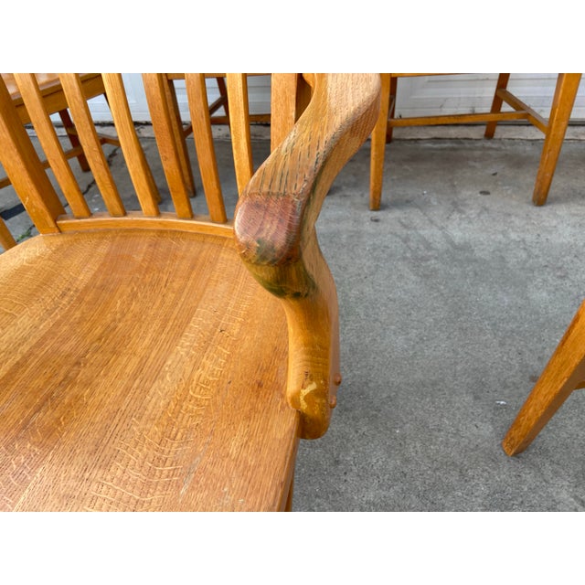 Community Vintage Mid Century Modern Jasper Seating Co Furniture Bankers Golden Oak Chair Set of 7 For Sale - Image 4 of 12