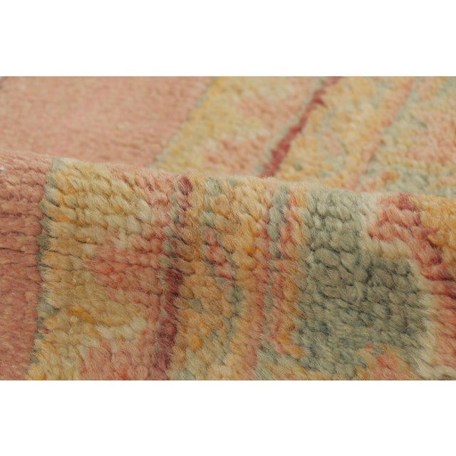 1920s Antique Turkish Oushak Runner in Blue & Peach With Floral Geometry - Rug & Kilim For Sale - Image 5 of 6