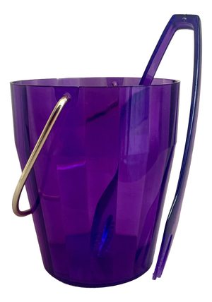 DDR Purple Acrylic Ice Bucket with Tongs, 1970s, Set of 2
