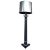 Black Neoclassical Style Stitched Leather Floor Lamp, Nickel-Plated Steel Footed Base For Sale - Image 8 of 8