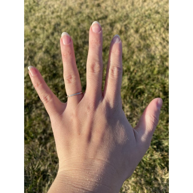 Thin .10ctw Diamond Platinum Band Ring, Ring Size 5.5, Platinum For Sale In Greensboro - Image 6 of 6