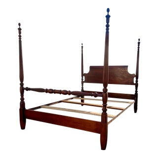 Vintage Full Size Cherry Four Poster Acorn Bed For Sale