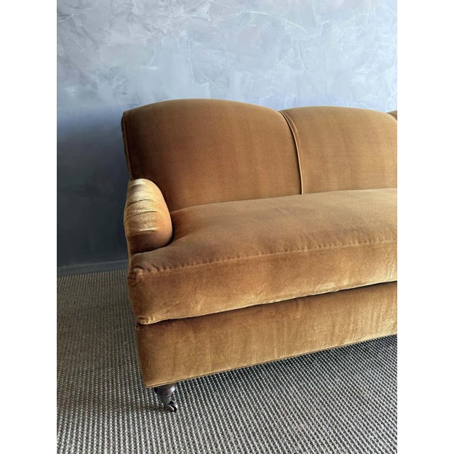 Not Yet Made - Made To Order Custom Made Modern English Arm Sofa in Performance Linen Velvet - 96" For Sale - Image 5 of 6