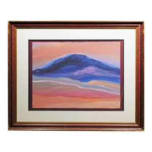 1990s Mel Carter, Colorful Landscape, Original Watercolor Painting on Paper, Framed