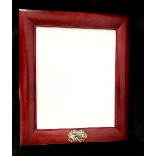 Brown Vintage Burnes of Boston Cherry Wood 8x10 Frame With Brass Baby Shoes Motif Excellent Condition. For Sale - Image 8 of 15