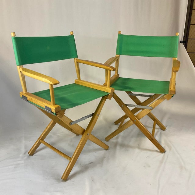 Vintage Folding Directors Chairs in Kelly Green a Pair Chairish