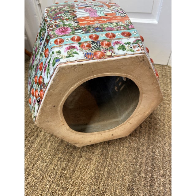 Vintage Rose Medallion Garden Seat, Hexagon Top For Sale - Image 4 of 6