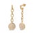 Step into a world of elegance and luxury with these 14K yellow gold diamond dangle chain earrings. Adorned with 132 round-...