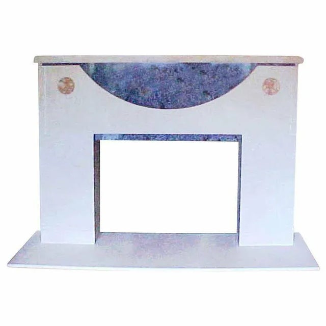 Ronn Jaffe One-of-a-Kind Modern Architectural Marble Mantel- Rare Blue Bahia & Lt Beige For Sale - Image 4 of 6