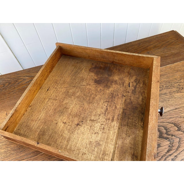 Wood Desk Table with 1 Drawer Oak Top 105x56cm, 1930s For Sale - Image 7 of 18